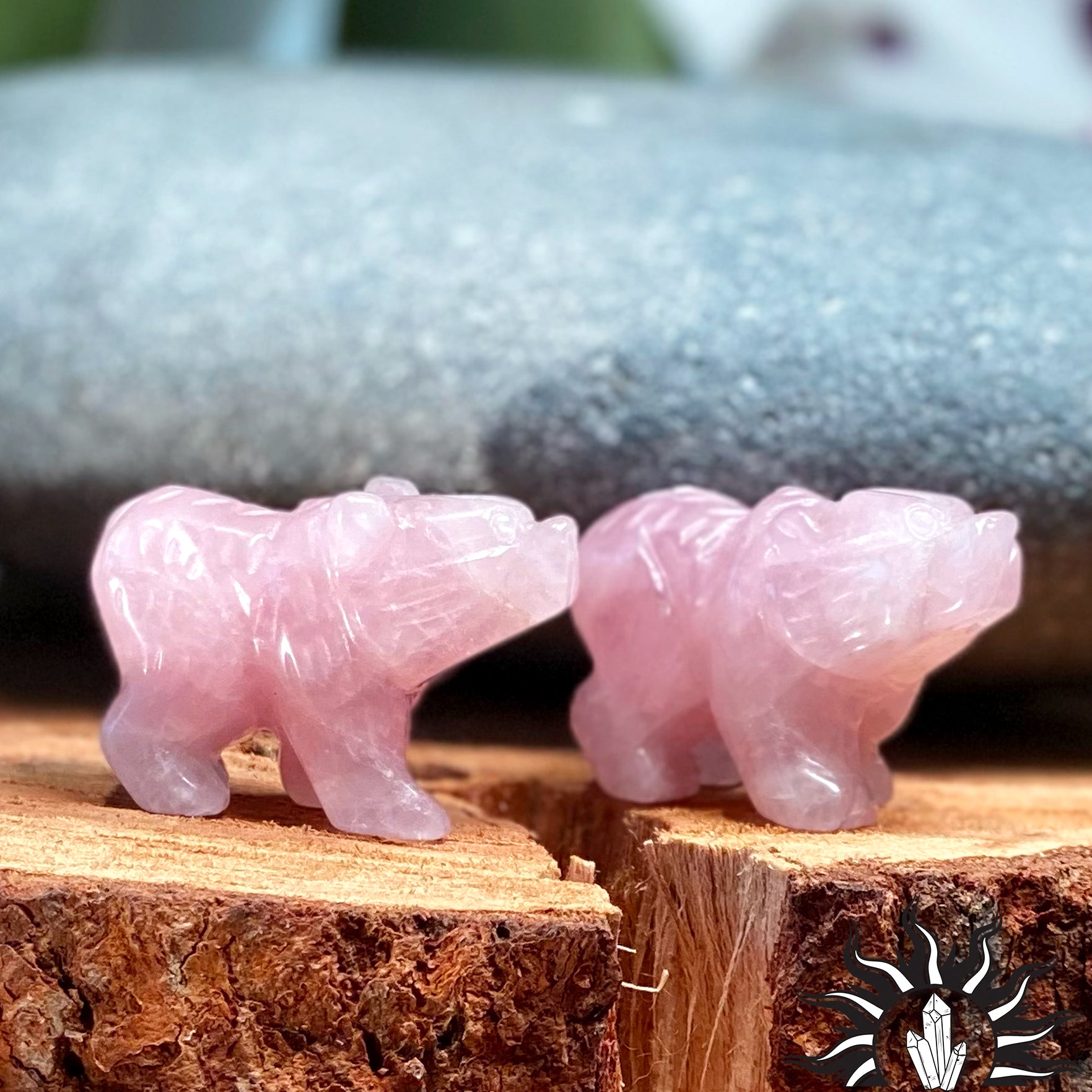 Rose Quartz Bear – Glowing Candle