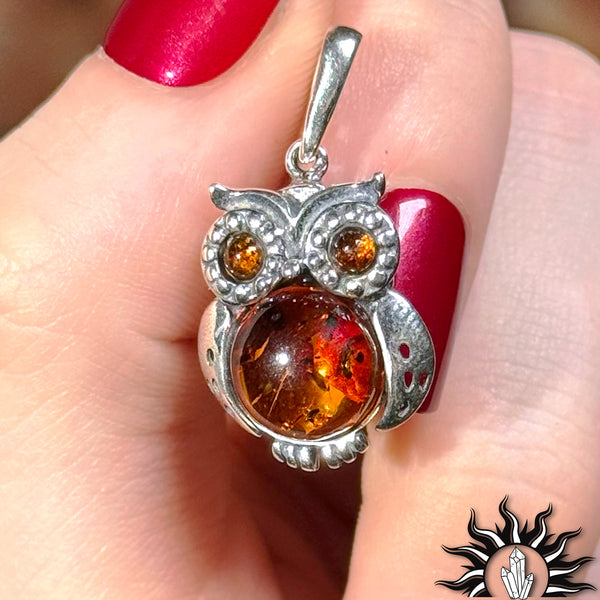 Baltic Amber Owl Pendant