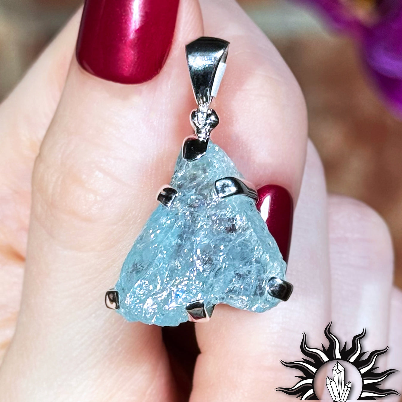 Aquamarine Rough Crystal Pendant