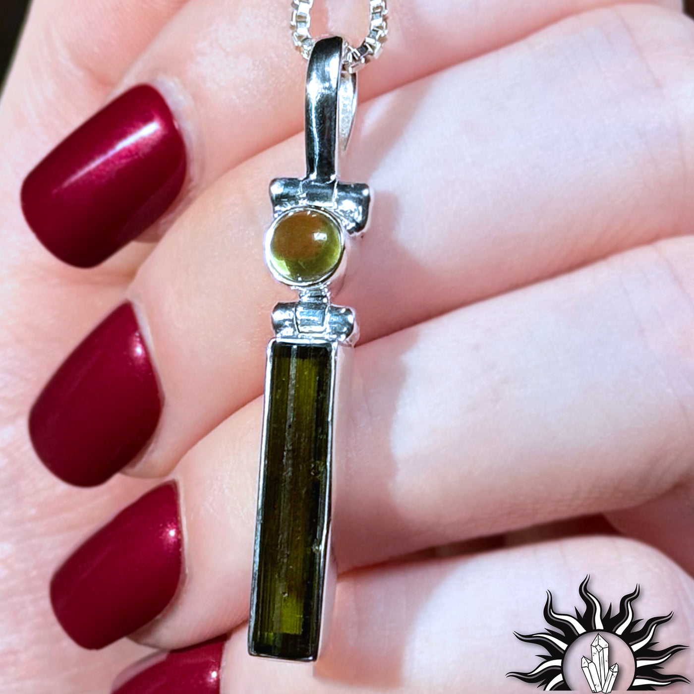 Green Tourmaline & Peridot Pendant