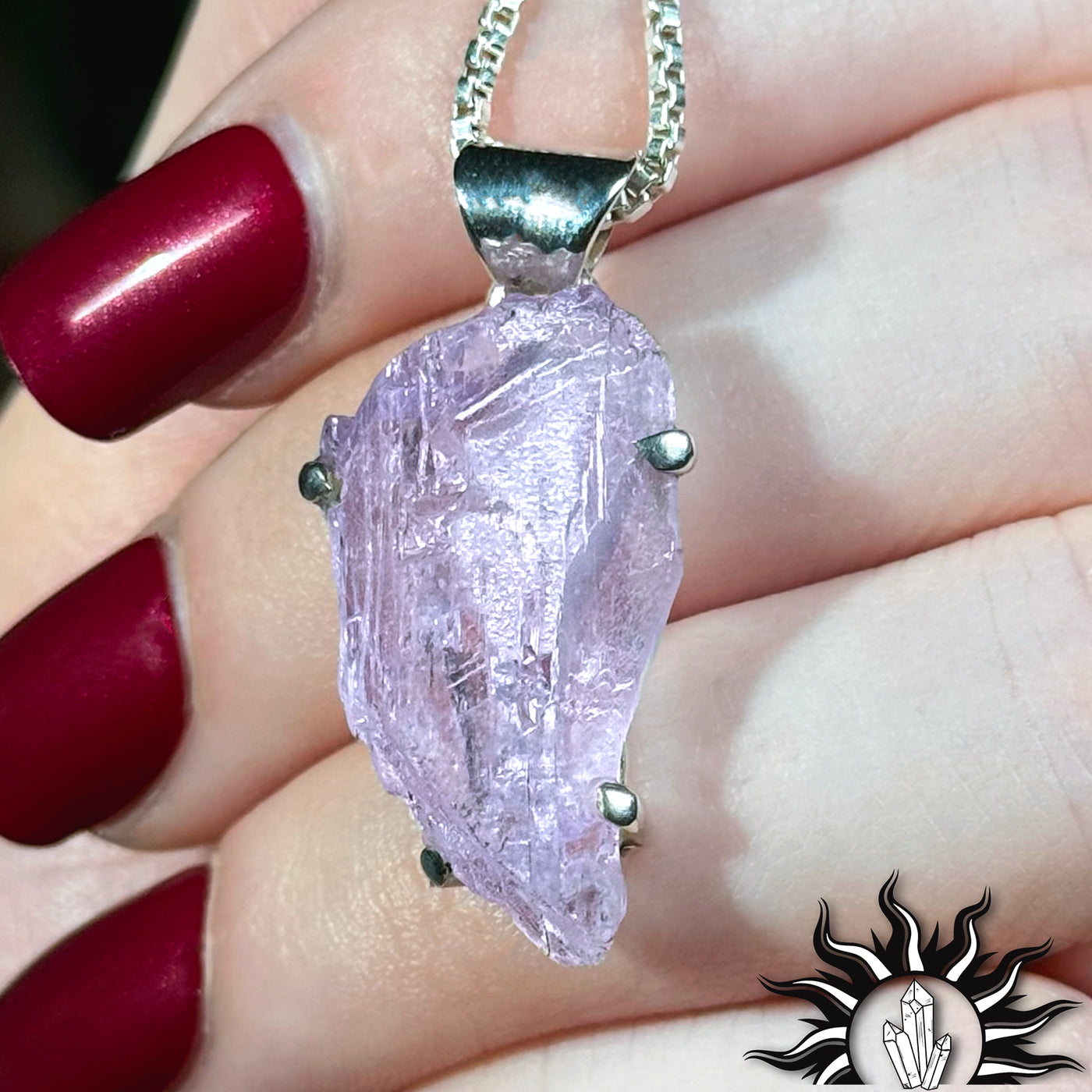 Lilac Kunzite Rough Stone Pendant