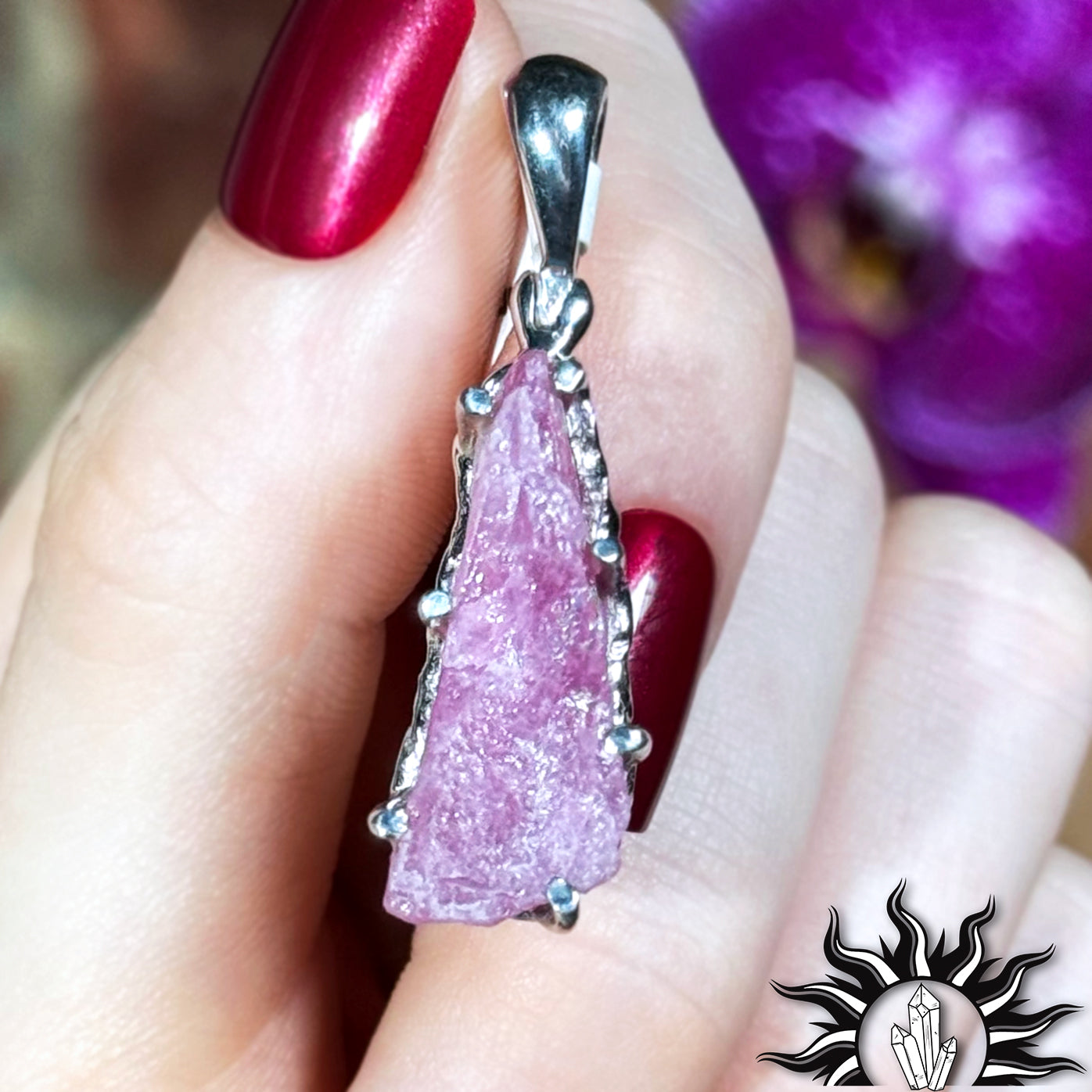 Pink Tourmaline Rough Crystal Pendant