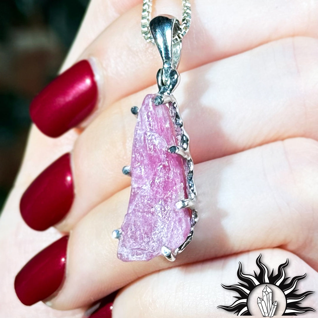 Pink Tourmaline Rough Crystal Pendant