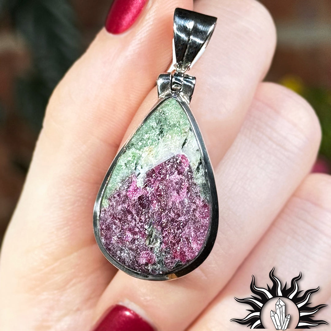 Ruby Zoisite Rough Stone Pendant