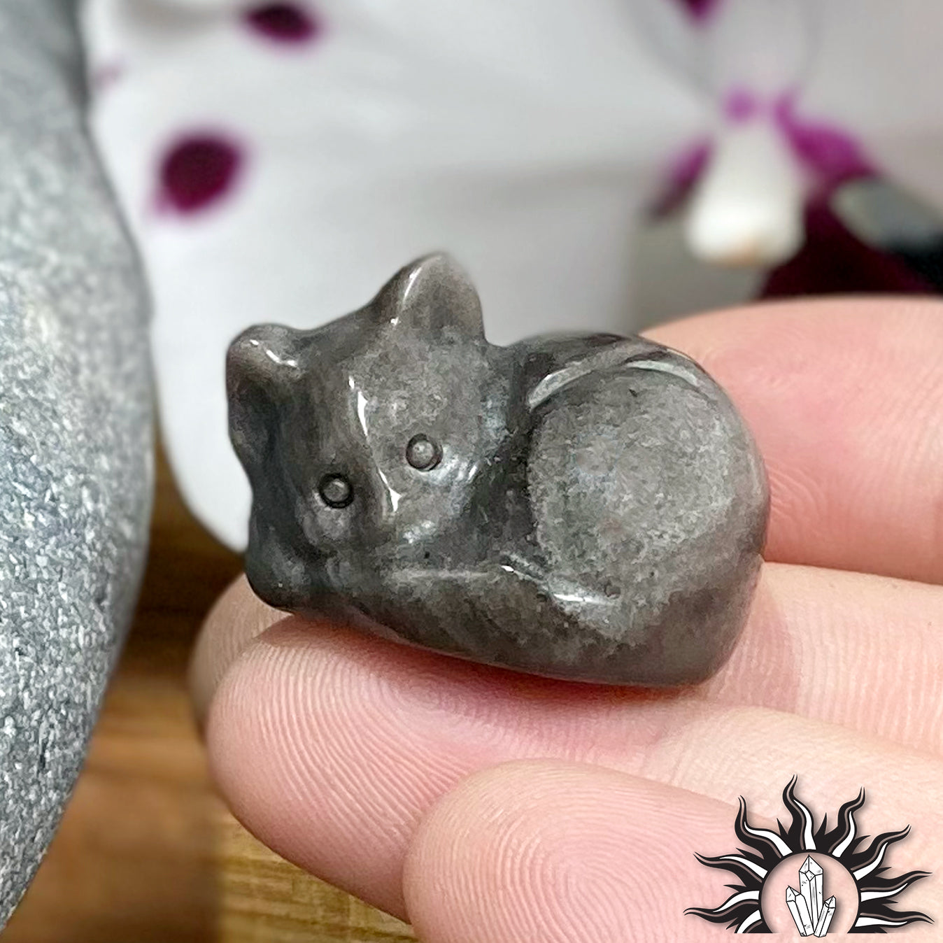 Silver Sheen Obsidian Cat