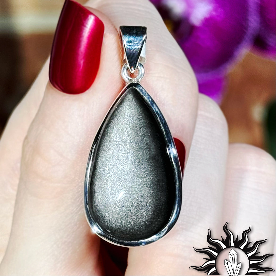 Silver Sheen Obsidian Pendant